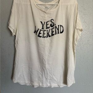 Old Navy White Graphic Tee with 'Yes, Weekend' Print